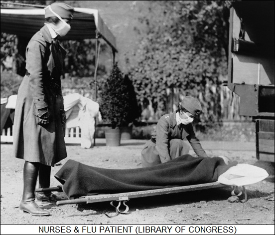 nurses & influenza patient, 1918