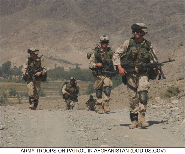 Army troops on patrol in Afghanistan