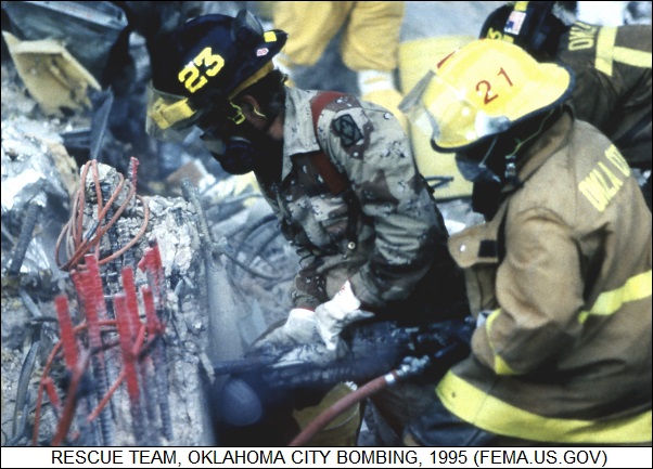 rescue teams, OK City bombing, 1995