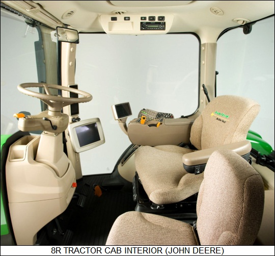 Deere 8R tractor interior
