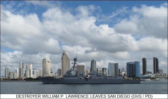 destroyer WILLIAM P. LAWRENCE departs San Diego