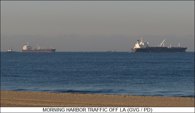 morning harbor traffic off of Los Angeles