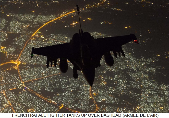 French Rafale fighter tanks up over Baghdad