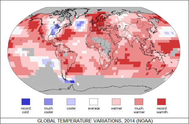 global temperature variation 2014