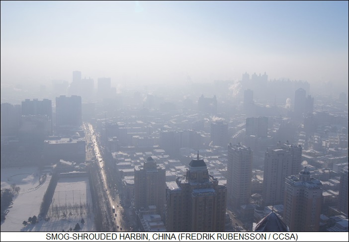 smog-shrouded Harbin, China