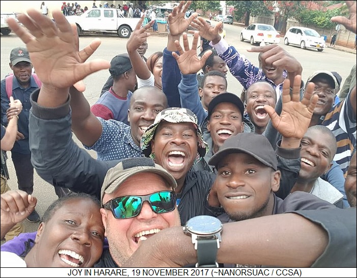 joy in Harare, 19 November 2017