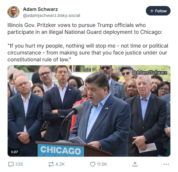 Pritzker stands up