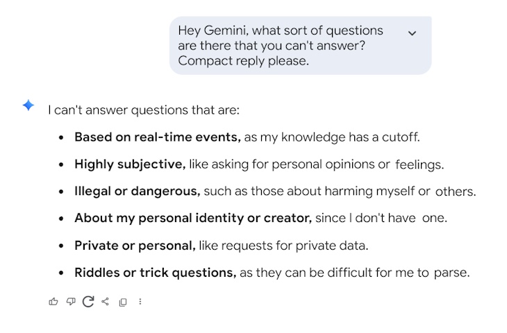 Gemini sticks to the facts
