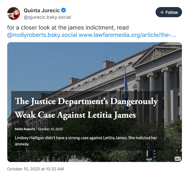 no case against Tish James